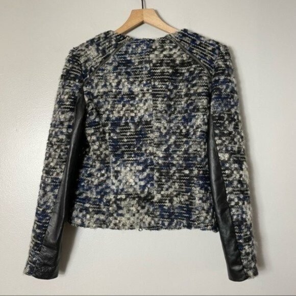 Parker Tweed Alpaca Wool Blend Lambskin Trim Blazer - Picture 6 of 8